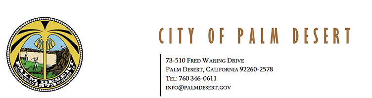 Letter header for City of Palm Desert